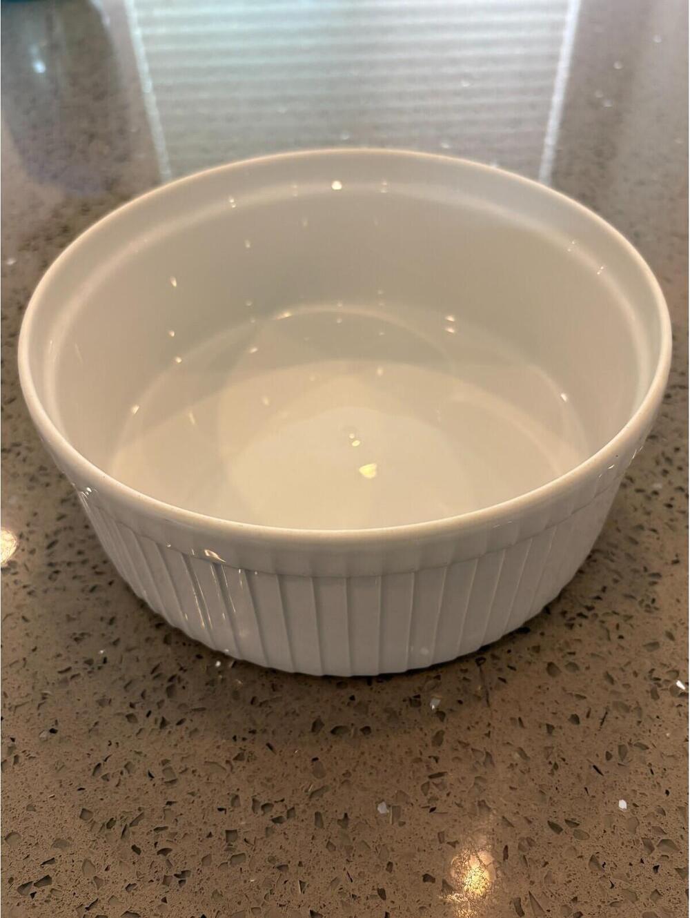 Pillivuyt France White Porcelain Ribbed Soufflé Dish - 7.5" Round Baking Cassero